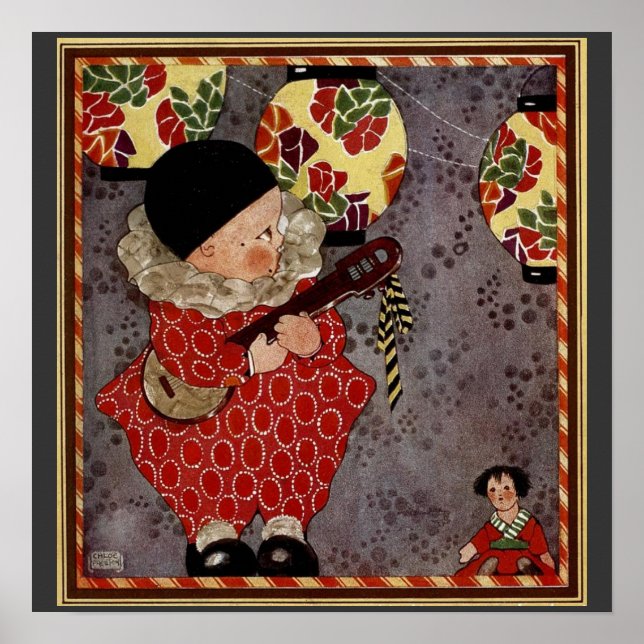 Vintage Barn Harlekin, Musiker som spelar banjo Poster (Framsidan)