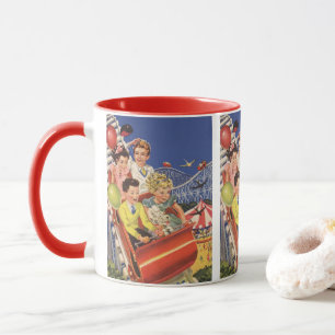 Vintage Barn Hund Roller Underlägg Ride Mugg