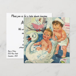 Vintage barn i Bubble Bath Baby Shower-inbjudan Inbjudningar