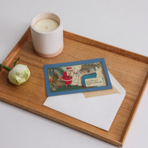 Vintage Barn i jultomten i Kväll Julkort