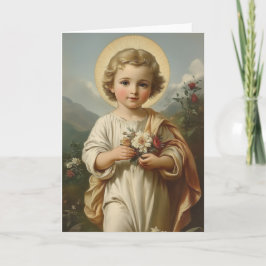 Vintage Barn Jesus Blommig Religiös Tack Kort
