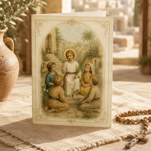 Vintage Barn Jesus Med Barn Religiös Kort