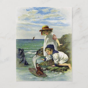 Vintage Barn lägger Doll till havet Vykort