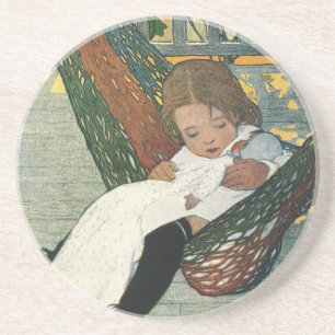 Vintage Barn med en docka av Jessie Willcox Smith Underlägg