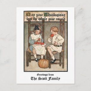 Vintage Barn med Thanksgiving Hälsning Helg Vykort