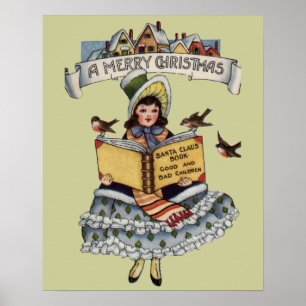 Vintage Barn med Tomtebok Poster