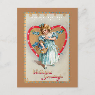 Vintage Barn med Valentine Heart Helg Vykort