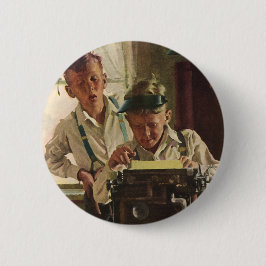 Vintage Barn Pojk Tidnings Journalister, Författar Knapp