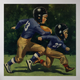 Vintage Barn, pojkar som spelar fotboll, sport Poster