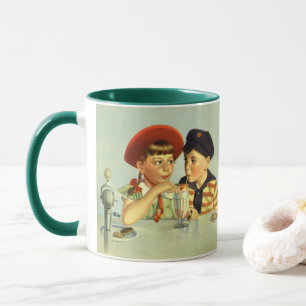 Vintage Barn, pojke och flicka som delar en skakni Mugg
