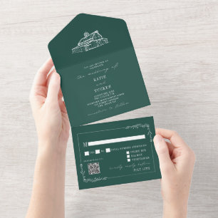 Vintage Barn Rustic Emerald QR OSA Farm Bröllop