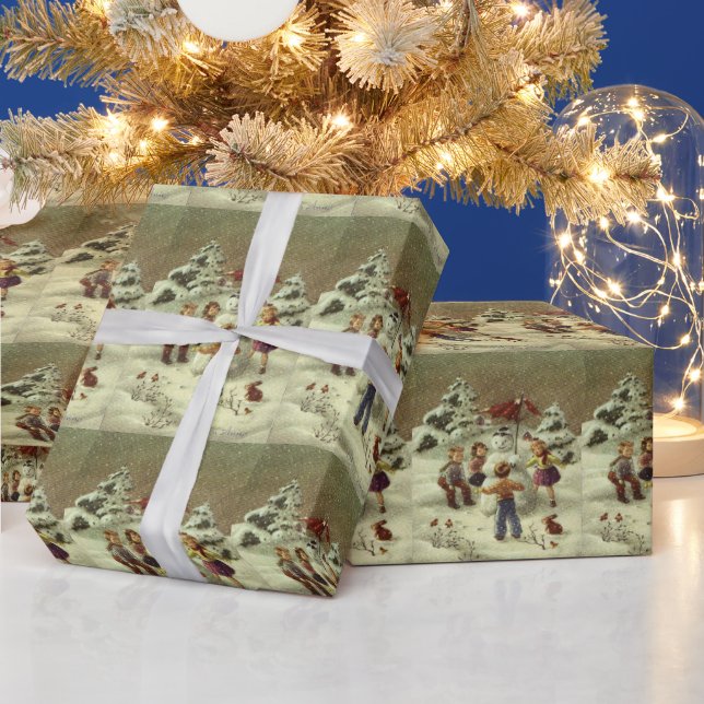 Vintage Barn Skapar snögubbe Presentpapper (Helgdagar)