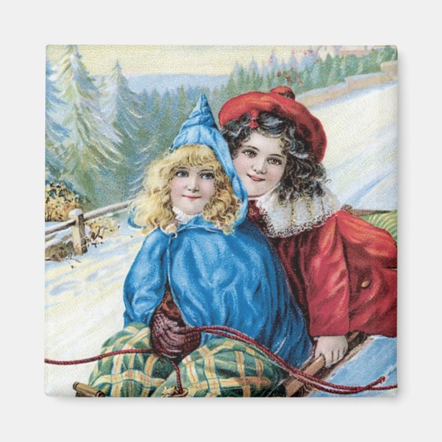 Vintage Barn Slädar Magnet (Framsidan)