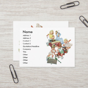 Vintage Barn Småbarn spelar med Fire Lastbilar Visitkort