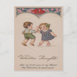 Vintage Barn som dansar Hearts Valentine Helg Vykort