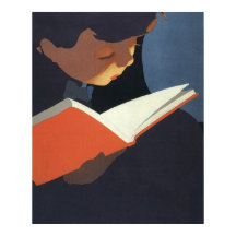 Vintage Barn som läser en Bok från Bibliotek