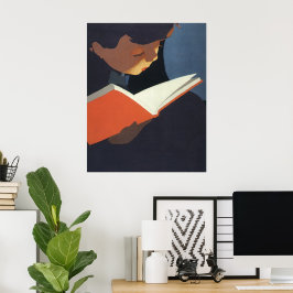 Vintage Barn som läser en Bok från Bibliotek Poster