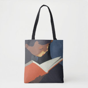 Vintage Barn som läser en Bok från Bibliotek Tygkasse