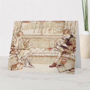 Vintage Barn som läser mysillustration Kort