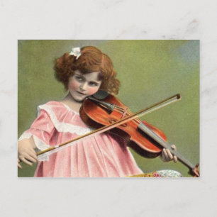 Vintage Barn som spelar upp Violin Music Postcard Vykort