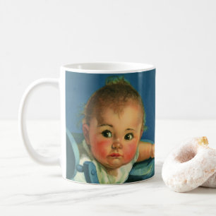 Vintage Barn, Sött Pojke Eller Flicka i Högsits Kaffemugg