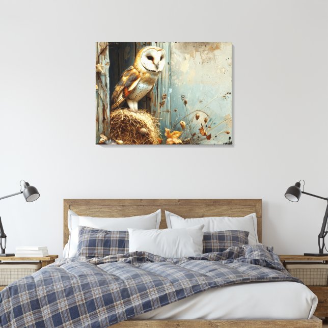 Vintage Barn Uggla hösten 32x24 Canvastryck (Insitu (sovrum))