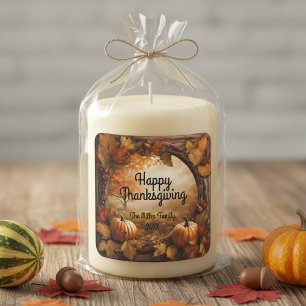 Vintage Barn Wood Ram Happy thanksgiving Fyrkantigt Klistermärke