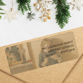 Vintage Barnbarn med julhälsningsetikett Returadress Etikett