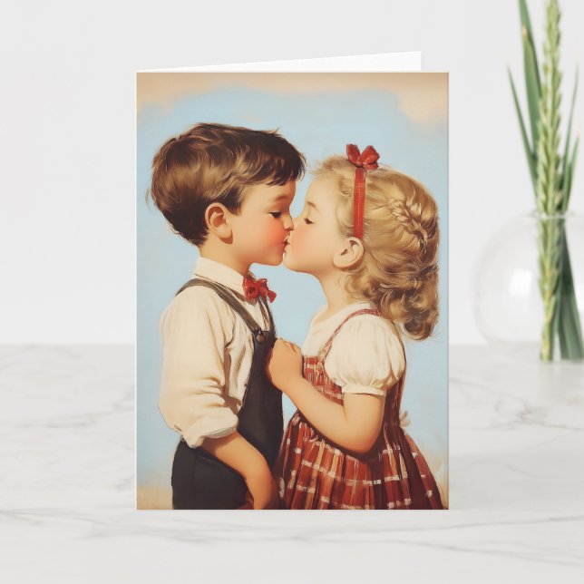 Vintage Barnbarn, raring Kiss Inbjudan (Framsida)