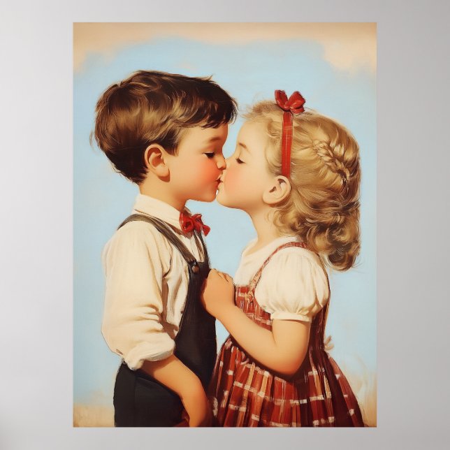 Vintage Barnbarn, raring Kiss Poster (Framsidan)