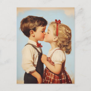 Vintage Barnbarn, raring Kiss Vykort