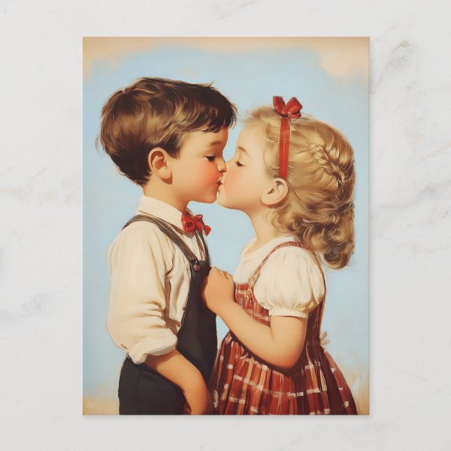 Vintage Barnbarn, raring Kiss Vykort (Framsida)
