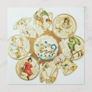 Vintage Barnens Tea Party Inbjudningar
