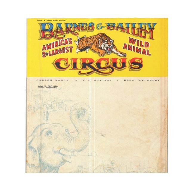 Vintage Barnes & Bailey Circus Anteckningsblock (Framsida)