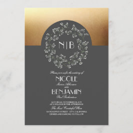 Vintage Barnets andedräkt Guld Bröllop Inbjudningar