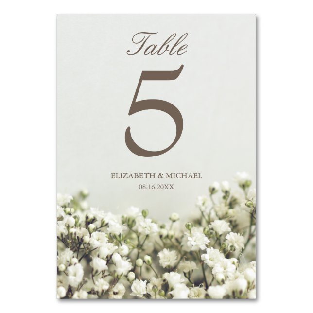 Vintage Barnets utandning Bröllop Bordsnummer (Framsidan)