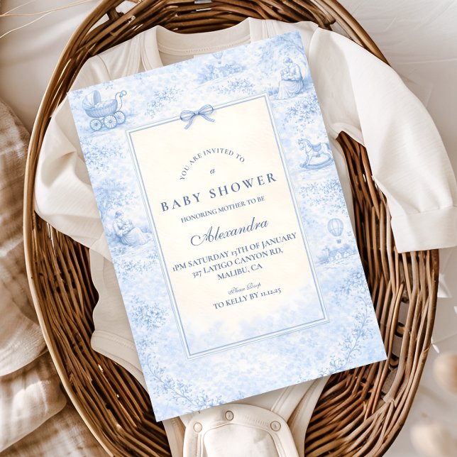 Vintage Barnrum Toile Babyfirande Inbjudningar (Skapare uppladdad)