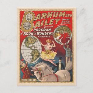 Vintage Barnum And Bailey Programomslag Vykort