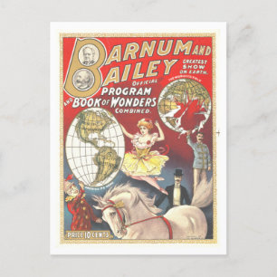 Vintage Barnum & Bailey Advertisement Lithograph Vykort