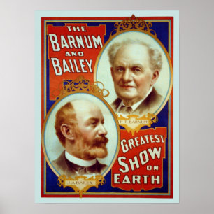 Vintage Barnum & borggårdcirkusaffisch Poster
