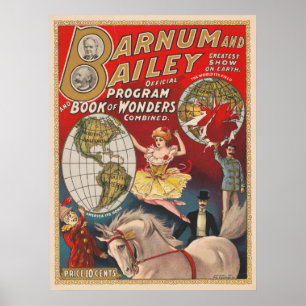 Vintage Barnum och Bailey-programtäckning Poster
