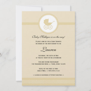 Vintage Barnvagn Baby Shower Inbjudningar