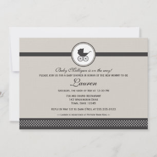 Vintage Barnvagn Baby Shower Inbjudningar
