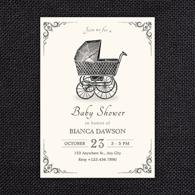 Vintage barnvagn baby shower inbjudningar (Skapare uppladdad)