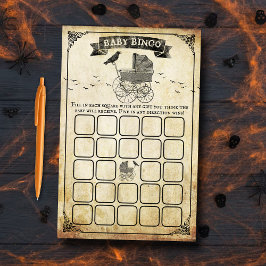 Vintage Barnvagn Halloween Baby Shower Bingo