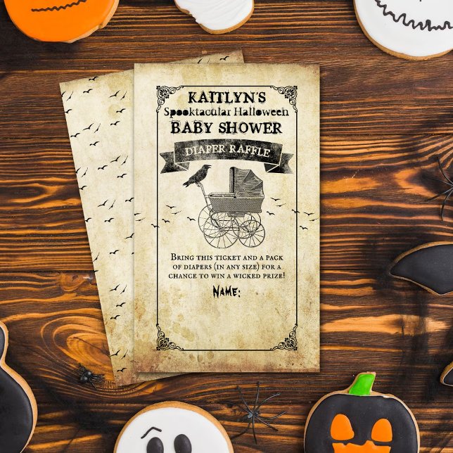 Vintage Barnvagn Halloween Baby Shower Blöjor Tilläggskort (Skapare uppladdad)
