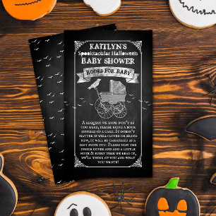 Vintage Barnvagn Halloween Baby Shower Bok Tilläggskort