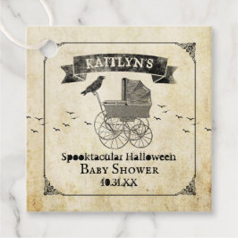 Vintage Barnvagn Halloween Baby Shower Gåvor Etiketter