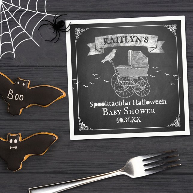 Vintage Barnvagn Halloween Baby Shower Pappersservett (Skapare uppladdad)