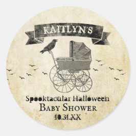 Vintage Barnvagn Halloween Baby Shower Runt Klistermärke